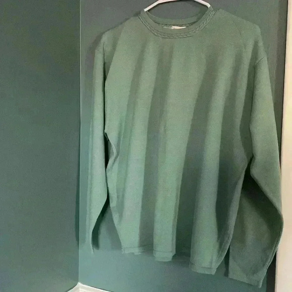 Casual Corner wool blend sage green sweater with collar detail - Picture 1 of 6